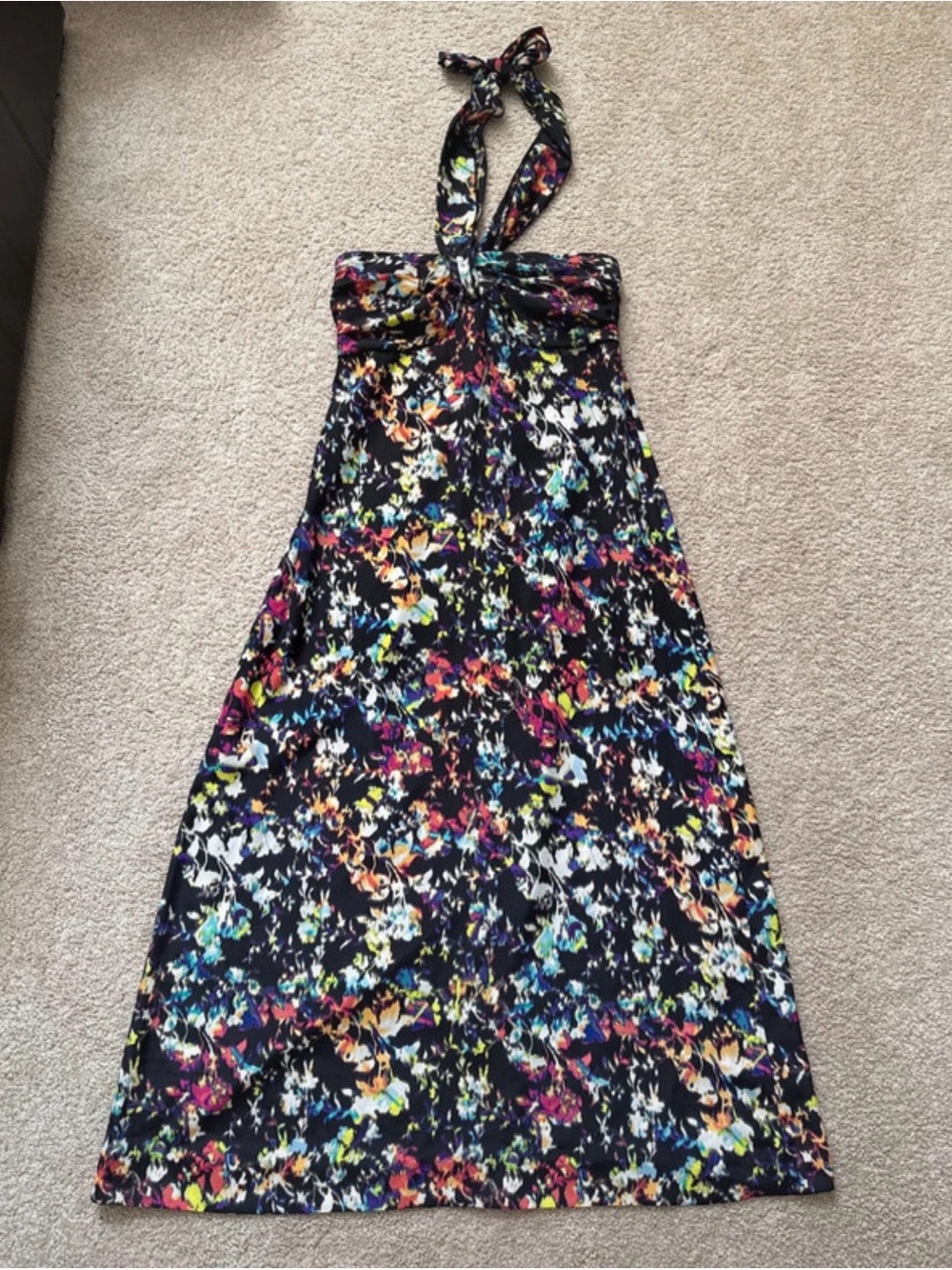 Multicolor halter/strapless maxi dress